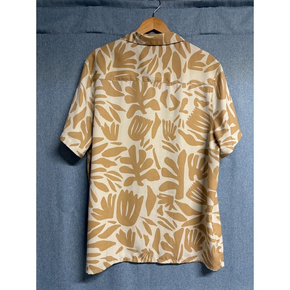 ASOS DESIGN Men's Large L Tan Beige Button Up Shirt Short Sleeve Trendy Chic - Picture 8 of 9